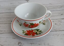 Zsolnay porcelán mikulásvirágos teáscsésze szett!