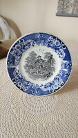 Antik,Amberg jelenetes porcelán tányér