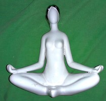Gyönyörű Art Deco eozinos porcelán figura női akt jóga meditatív póz LÓTUSZÜLÉS 17x15 képek szerint