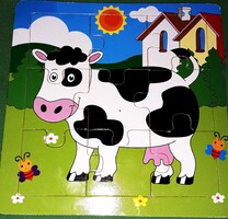 Vadonat új 9 db-os fa puzzle képkirakó FA játék KISTEHÉN a képek szerint