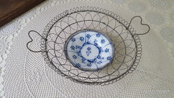 Sarreguemines porcelán betétes,drótkosár