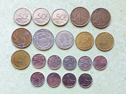 Belgium 20 db Különböző Érme 1 5 10 20 Francs Frank 1967-1996