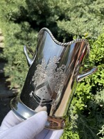 CHAMPAGNE CLUB - Ezüstözött Vintage Nemesi Címeres Palacktartó / Tálalóedény