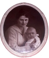 Antik FOTÓ ANYA GYERMEKÉVEL OVÁLIS BIEDERMAYER hibátlan KERETBEN 27 X 33 cm a képek szerint