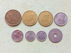Belgium 8 db Különböző Érme 10 25 Centimes 1 5 20 Francs 1904-1989