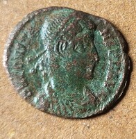Római bronz Constans uralkodó gályán angyallal (G3)