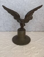 Antik bronz turul szobor, 17 x 17,5 cm, 574 g, sérült