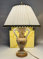 Antique Hollóházi Baroque Porcelain Lamp – Zova Pattern (1946)