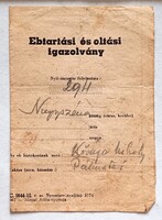 Nagyszénás Ebtartási és oltási igazolvány 1956