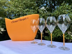 CHAMPAGNE CLUB - Veuve Clicquot Double Magnum Jégveder & 4 Sárga Szárú Kristálypohár