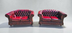 Gyönyörű eredeti Angol chesterfield bőr ülőgarnitúra 2+2 B716