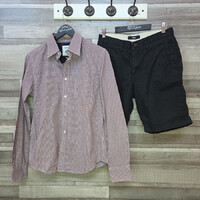 Vans fekete férfi rövidnadrág és Maver kockás ing szett, S
