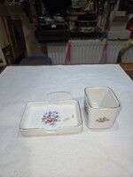 Régi Hollóházi porcelán dohányzó készlet