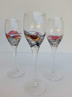 3db Tiffany stilus kezzel festett pezsgospohar