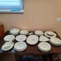 6 személyes Herendi ZV zöld virágmintás porcelán étkészlet