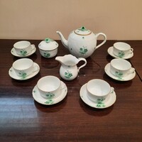 Herendi ZV zöld virágmintás porcelán teáskészlet,teás készlet