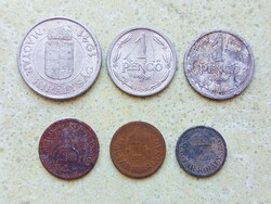 Magyarország 6 db Különböző Érme 2 10 Fillér 1 2 Pengő 1927-1943