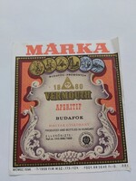 MÁRKA VERMOUTH APERITIF italos címke 0.8 l -  BUDAFOK - PROMONTOR - ORSZÁGOS BORMINŐSÍTŐ INTÉZET