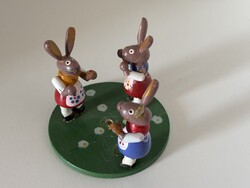 Vintage fa nyuszis mini húsvéti dísz / forgó dekoráció része – 7 cm magas