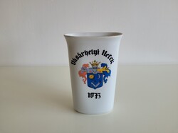 Régi retro Alföldi porcelán váza Vásárhelyi hetek 1973 mid century szuvenír emlék Vásásrhely