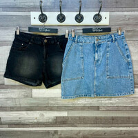 Esmara fekete rövidnadrág, Denim Co. farmerszoknya szett S-XS