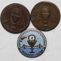 Eukarisztikus Kongresszus Budapest 1938 jelvény lot 3 db benne 1 db zománcozott