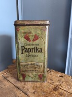 Nagy méretű paprikás bádogdoboz, 1900-as évek elejéről, Wermes és Grűnwald fűszer és gyarmatáru...