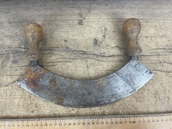 -AX379- Antik Gussstahl hintakés bölcsőkés fűszeraprító bárd 31cm - Régi konyhai eszköz - Loft dekor