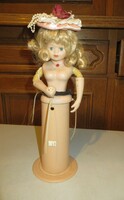 Régi antik porcelán baba 31 cm régen zenélt