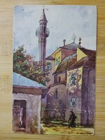 Pécs,Kórház kápolna,ifj. Richter Aladár aquarellje,címzett:Richter Aladárné,Danubia R.T kiadás, 1929