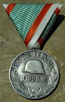 Magyar Háborús emlékérem 1914 - 1918 . PRO DEO ET PATRIA . Jelzett db . F2026