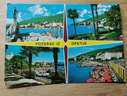 Régi Jugoszlávia, ma Horvátország, Opatija, Abbázia, tengerpart, pálmafa,osztott lap, 1979