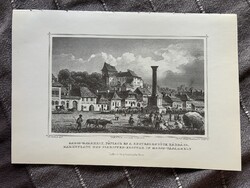 Marosvásárhely, Főpiac és kegyesrendűek zárdája, Erdély - Hunfalvy - Rohbock acélmetszet, reprint