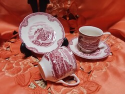 Angol porcelán  mokkás csésze aljjal,  2 pár