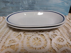 Alföldi menzás, kék csíkos porcelán virslis tányér