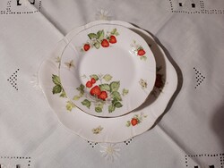Queens strawberry angol porcelán süteményes készlet