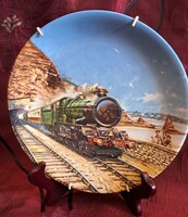 Mozdonyos porcelán dísztányér, akasztós falitányér 1 (M6133)
