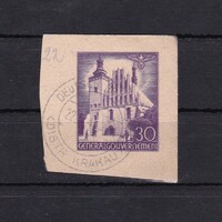 1941 Deutsche Reich 30 Groschen Lengyelország német megszállása Régi Bélyeg Levélkivágás