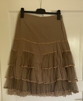 Promod Vintage stílusú barna csipkés szoknya 38 méret