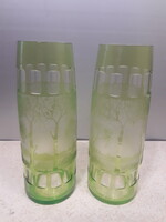 Very rare green wilhelm kralik cameo vase pair