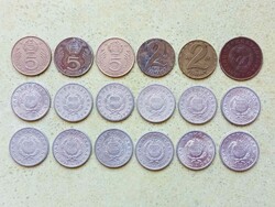 Magyarország 18 db Különböző Érme 1 2 5 Forint 1950-1989