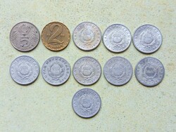 Magyarország 11 db Különböző Érme 1 2 5 Forint 1967-1989