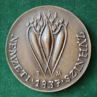Borsos Miklós: Nemzeti Színház, bronz érem, plakett