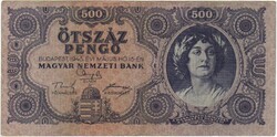 500 pengő 1945 Hibás "N" betű 1. elcsúszott elő és hátlapi nyomat