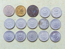 Magyarország 15 db Különböző Érme 1 2 5 Forint 1950-1989