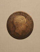 Az érme 1877 XII. Alfonz spanyol királyt ábrázolja.1877  spanyol címer