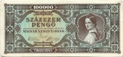 100000 százezer pengő 1945 Alacsony sorszám "001771"