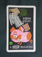 Kártyanaptár,MÉH hulladékkezelő vállalat,grafikai rajzos,malac, 1967  (licites)