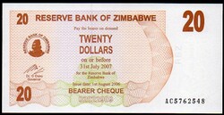 Zimbabwe 20 dollár UNC 2006