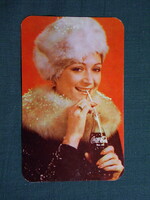 Kártyanaptár,Coca Cola üdítőital,Szabadegyháza szeszipari vállalat,női modell, 1973  (licites)
